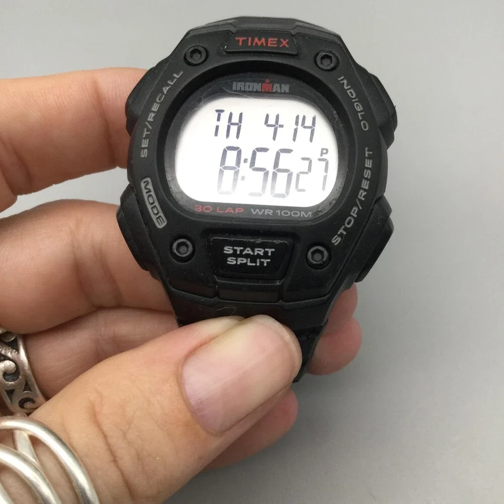 Timex Ironman 30 Lap Mens Watch 38mm Black Resin Alarm Indiglo New Battery